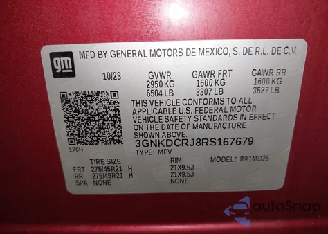 2024 Chevrolet Blazer Ev Eawd Rs from USA, damaged, VIN 3GNKDCRJ8RS167679